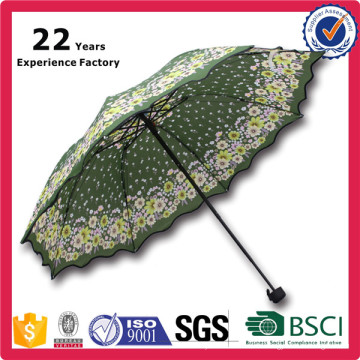 21 Zoll Manual Open Myanmar Markt Niedrigster Preis 3 Falten Kuppel Regenschirm